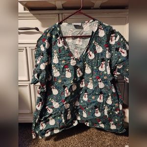 Snowman ScrubTop 2xl